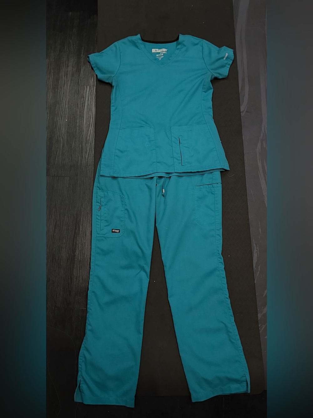 Grey's Anatomy Teal Boot-Cut Scrub Set